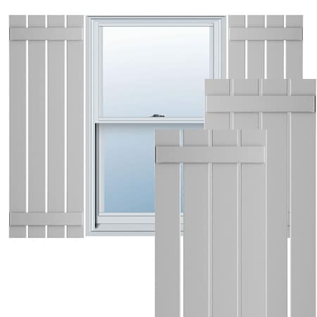 True Fit PVC Four Board Spaced Board-n-Batten Shutters, Primed , 23W X 28H